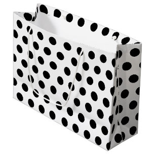 Grand Sac Cadeau Blancs et Noirs Gros Moyens Polka Dot