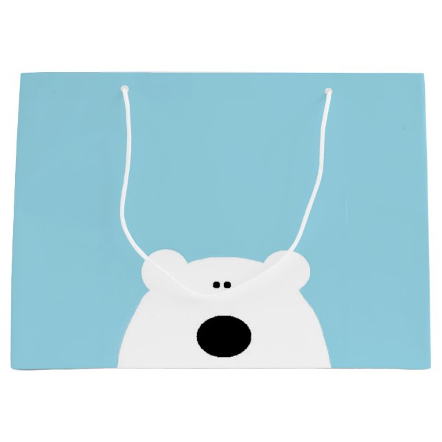 Grand Sac Cadeau Bleu de l'ours polaire (Devant)