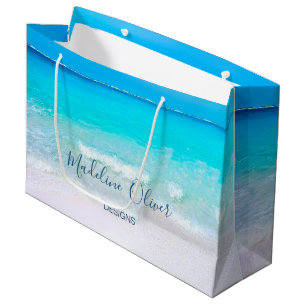 Grand Sac Cadeau Bleu de plage promotionnel pour affaires