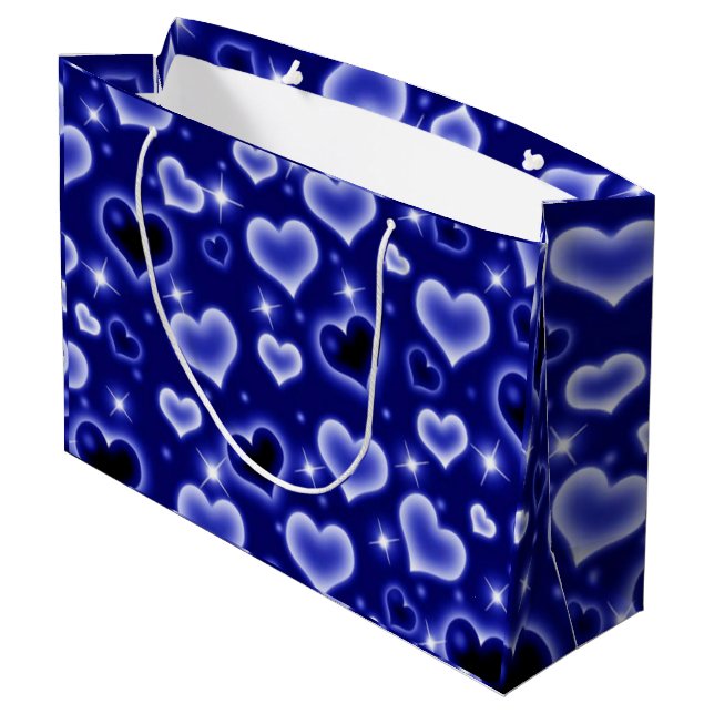 Grand Sac Cadeau Bleu en forme de coeur (Dos Angle)