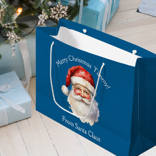 Grand Sac Cadeau Bleu Personnalisé Du Père Noël Enfants Noël
