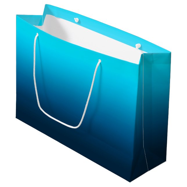 Grand Sac Cadeau Bleu rayé (Devant Angle)
