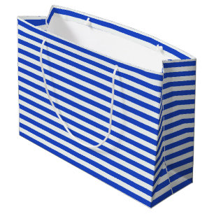 Grand Sac Cadeau Bleu Royal, bandes combinées