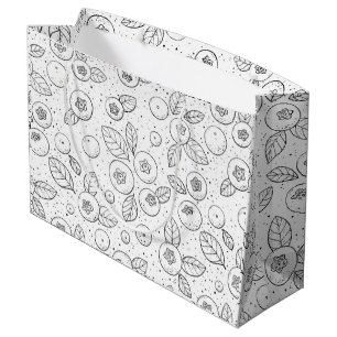 Grand Sac Cadeau Bleuets en noir et blanc