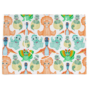 Grand Sac Cadeau Blue Boys Jurassic Dino Anniversaire Dinosaur