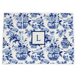 Grand Sac Cadeau Blue Chinoiserie Monogram 