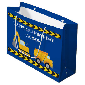 Grand Sac Cadeau Blue Construction Camion Boys Anniversaire de enfa