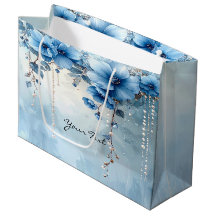 Blue Flowers and Pearls Gift Bag