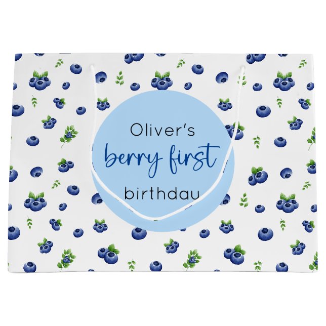 Grand Sac Cadeau Blueberry 1er Anniversaire Berry First Large Cadea (Devant)