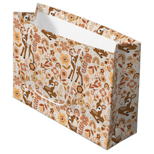 Grand Sac Cadeau Boeuf mignon cerf modèle floral