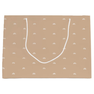 Grand Sac Cadeau Boho Beige minimaliste moderne Arc-en-ciel