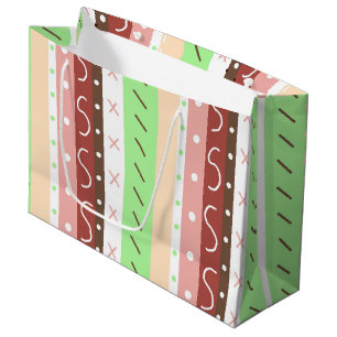 Grand Sac Cadeau Boho Brown, Bourgogne, vert et mauve Whimsical