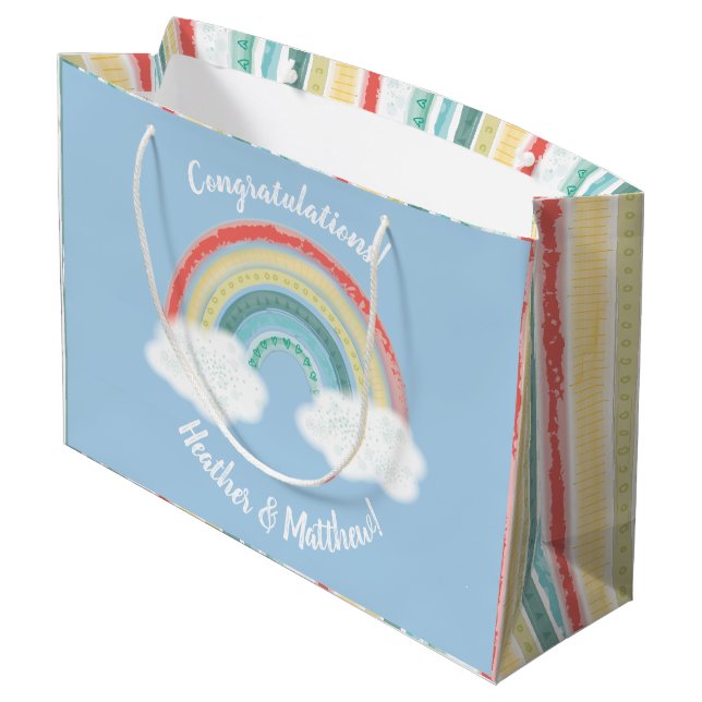 Grand Sac Cadeau Boho Rainbow Baby shower Blue Boy (Dos Angle)