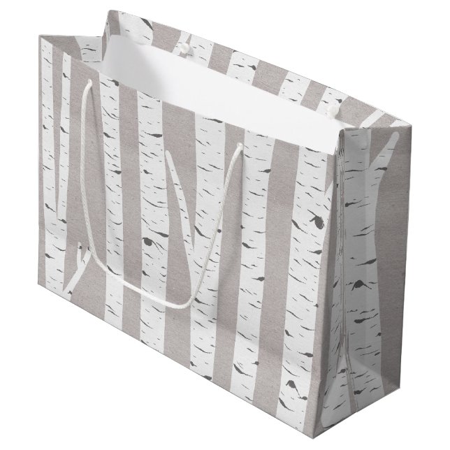 Grand Sac Cadeau Bois rustique de bouleau (Devant Angle)