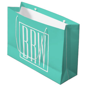 Grand Sac Cadeau Bold Modern   White on aqua