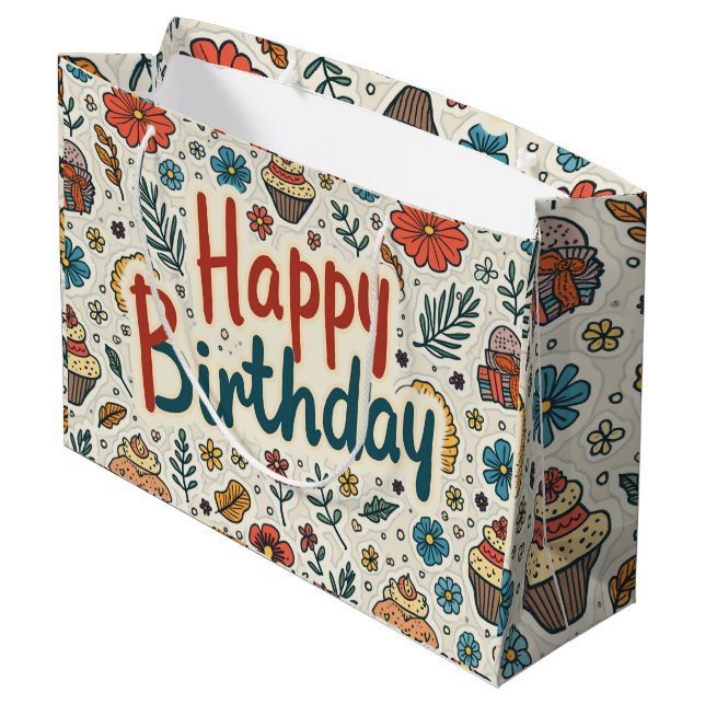 Grand Sac Cadeau Bon cadeau d'anniversaire (Dos Angle)