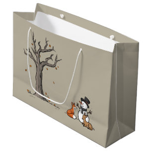 Grand Sac Cadeau Bonhomme de neige de Noël Renard et Cerf Animal de