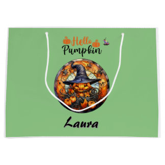 Grand Sac Cadeau Bonjour Citrouille Effrayante d'Halloween