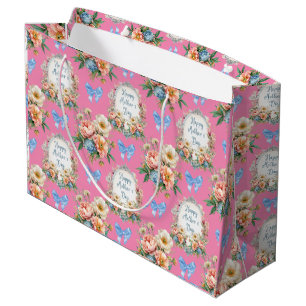 Grand Sac Cadeau Bonne fête des mères rose romantique