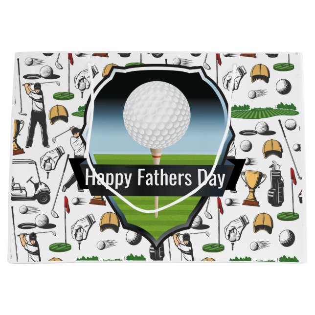 Grand Sac Cadeau Bonne Fête des pères Golfer (Devant)