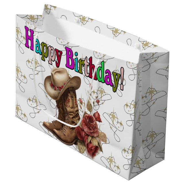 Grand Sac Cadeau Bonne fille d'anniversaire (Devant Angle)