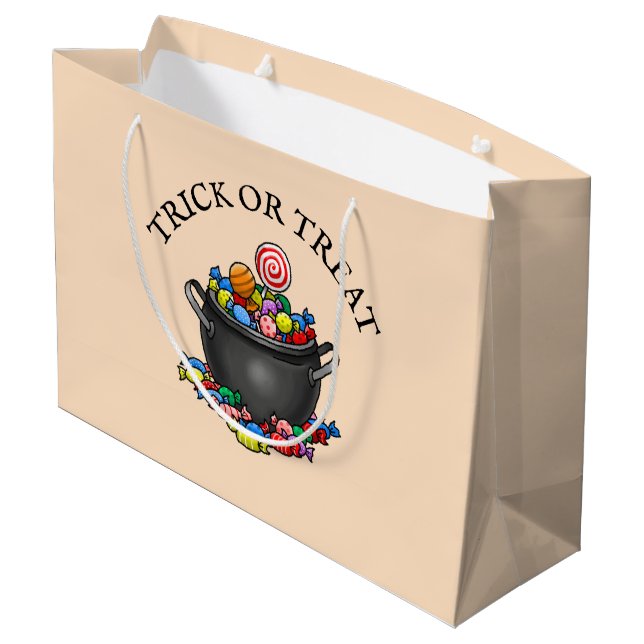 Grand Sac Cadeau Bonnet de bonbon ou de traitement Cauldron (Dos Angle)