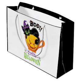 Grand Sac Cadeau Boo Black Cat, Scary Pumkin Coffee Halloween