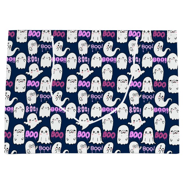 Grand Sac Cadeau Boo, sensation fantomatique.b D Blue BG (Devant)