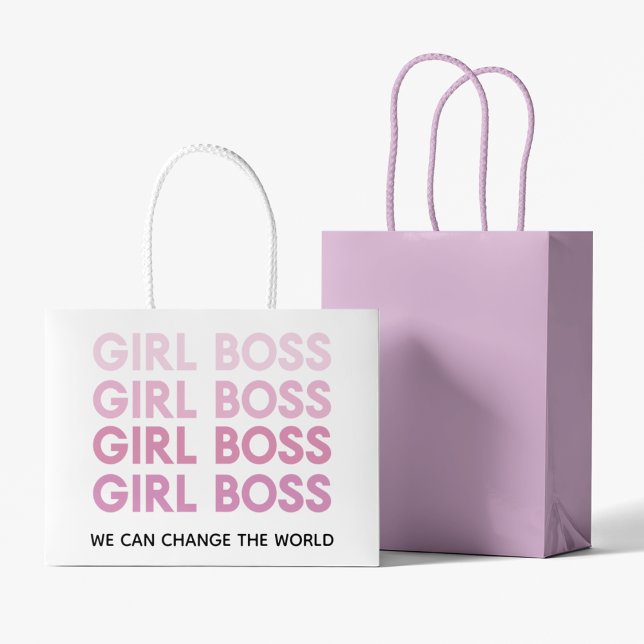 Grand Sac Cadeau Boss de fille rose moderne Meilleur cadeau de fill (Créateur téléchargé)