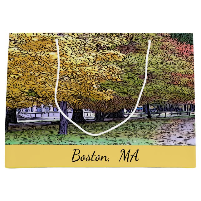 Grand Sac Cadeau Boston, Massachusetts Fall Foliing (Devant)