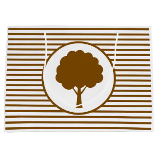 Grand Sac Cadeau Botanic Brown Tree Stripes Gift Bag