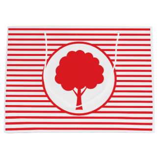 Grand Sac Cadeau Botanic Red Tree Stripes Gift Bag