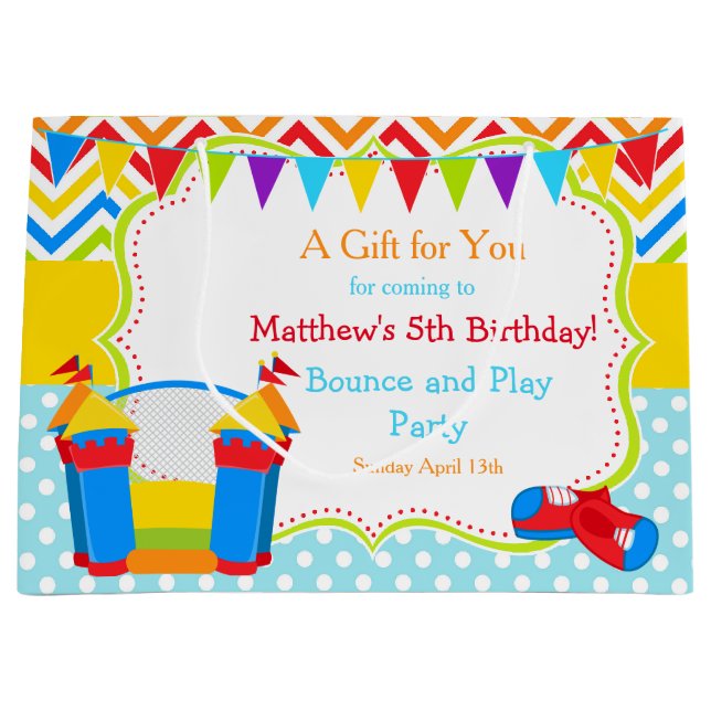 Grand Sac Cadeau Bounce House Bouncy Castle Birthday Boy Merci (Devant)