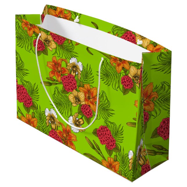 Grand Sac Cadeau Bouquet tropical (Dos Angle)