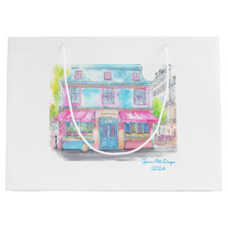 Grand Sac Cadeau Boutique de pâtisserie aquarelle