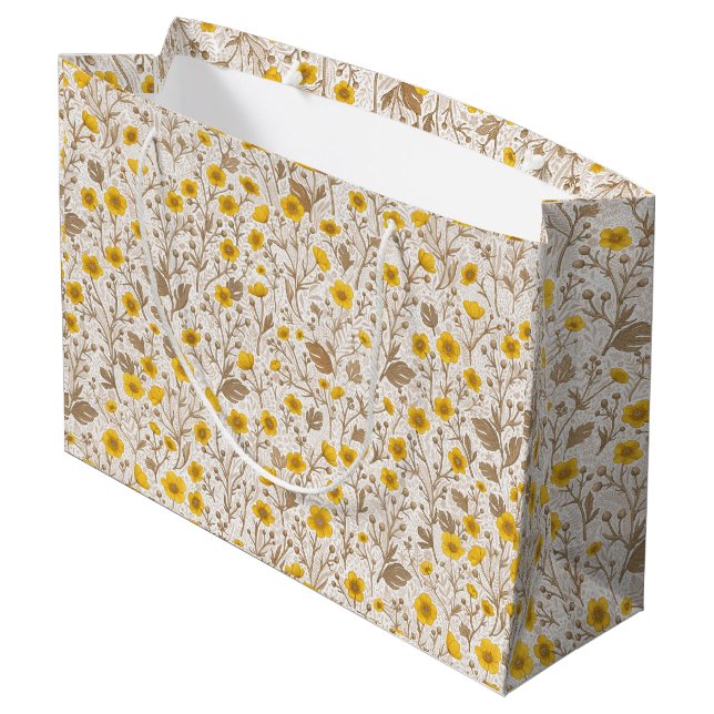 Grand Sac Cadeau Boutons jaunes et bruns (Dos Angle)