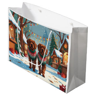 Grand Sac Cadeau Bouviers des Flandres Chiens Noël Neige Vacances