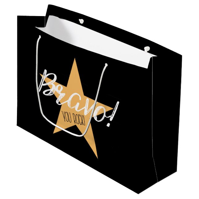 Grand Sac Cadeau "Bravo, Rock !" (Devant Angle)