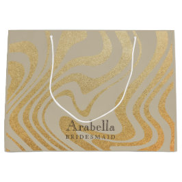 Grand Sac Cadeau Bridesmaid | Moderne Chic Or Liquide Grand
