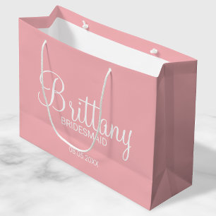 Grand Sac Cadeau Bridesmaitres personnalisées Blush Pink moderne