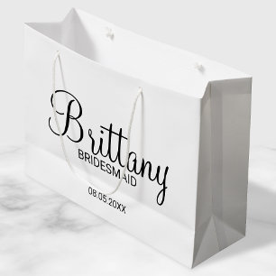 Grand Sac Cadeau Bridesmaitres personnalisées en noir et blanc mode
