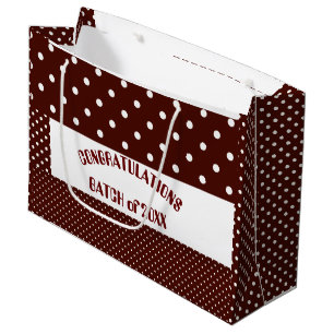 Grand Sac Cadeau Brown Félicitations College Graduation Polka Dot