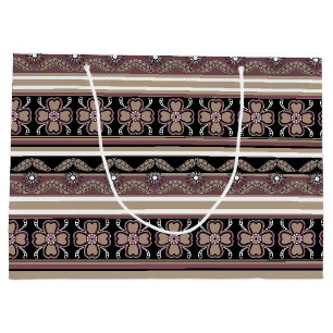 Grand Sac Cadeau Brown noir mexicaine bandes ornementales