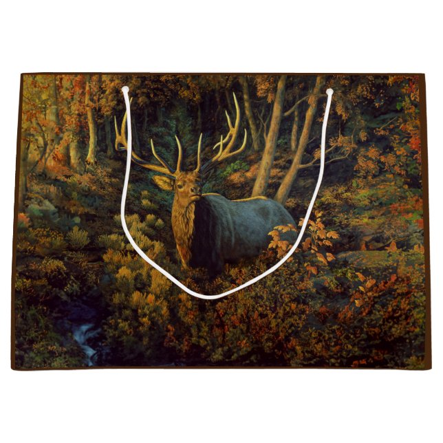 Grand Sac Cadeau Bull Elk dans la forêt d'automne (Devant)