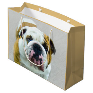 Grand Sac Cadeau Bulldog Painting - Joli art original chien