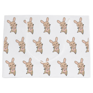Grand Sac Cadeau Bunny Merry Christmas Winter Animals Rabbits