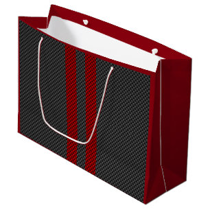 Grand Sac Cadeau Burgundy Red Carbon Style Racing