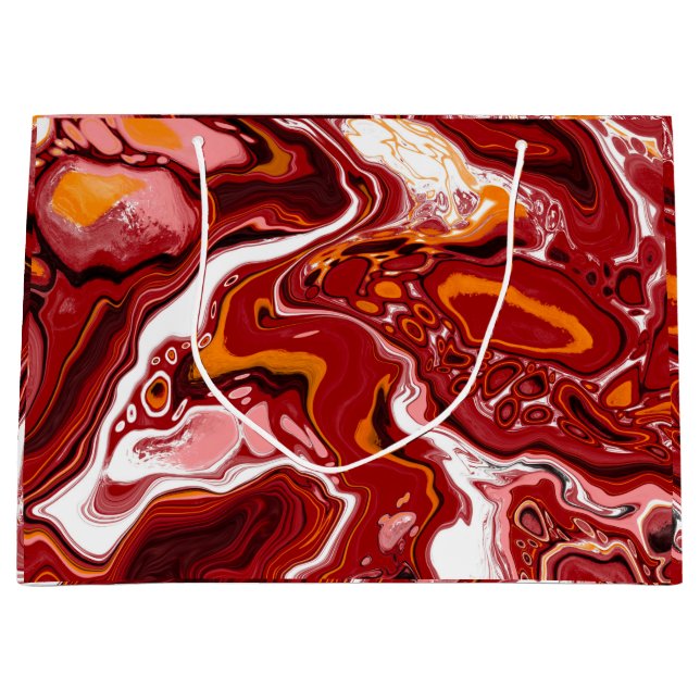 Grand Sac Cadeau Burgundy White Digital Fluid Art (Devant)