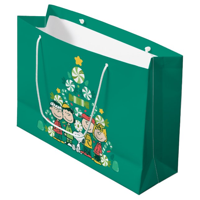 Grand Sac Cadeau cacahuètes | Arbre de Noël de menthe poivrée (Devant Angle)