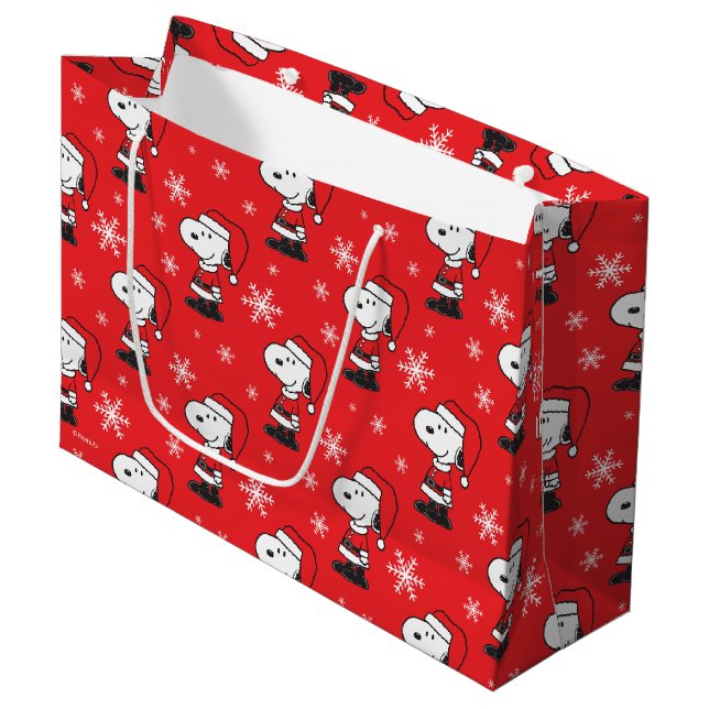 Grand Sac Cadeau cacahuètes | Snoopy Santa Claus (Devant Angle)